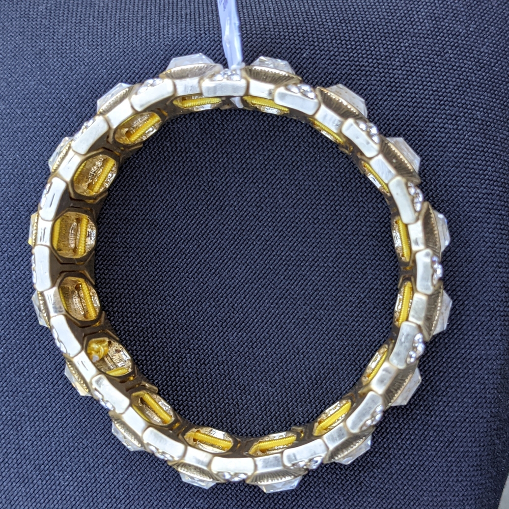 NWT Lia Sophia Kensington Gold & Crystal Stretch Bracelet - Picture 5 of 6